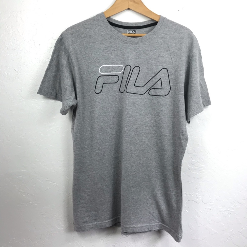 Fila Sport Mens Gray Short Sleeve Shirt Size M